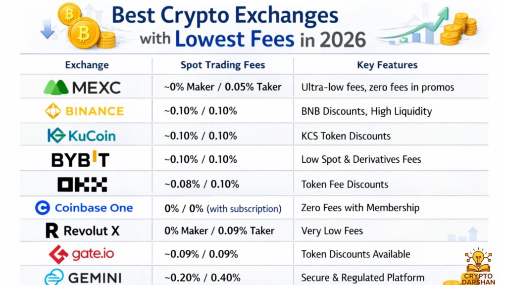 Best Crypto Exchanges With Lowest Fees in 2026