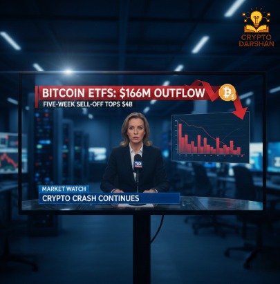 Bitcoin ETFs See $166M Outflow as Five-Week Sell-Off Tops $4B
