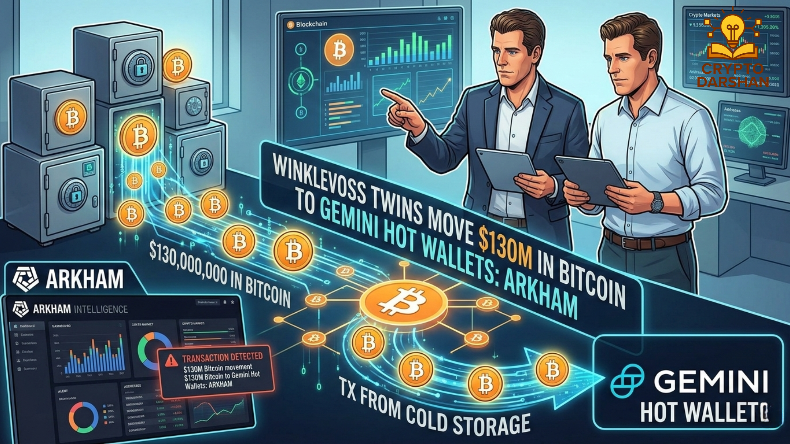 Winklevoss Twins Move $130M in Bitcoin to Gemini Hot Wallets: Arkham