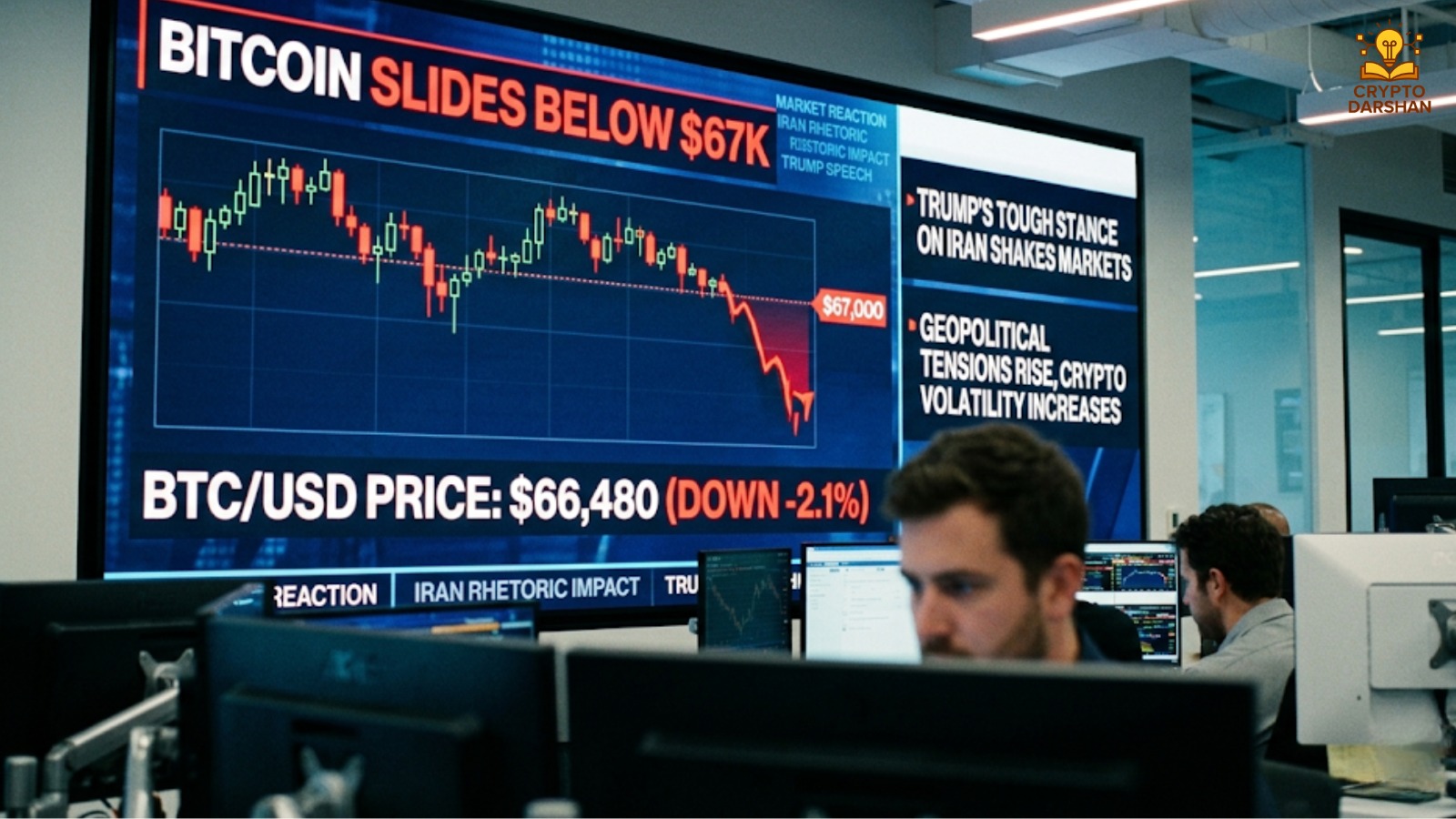 Bitcoin Slides Below $67K as Markets React to Trump’s Tough Iran Rhetoric