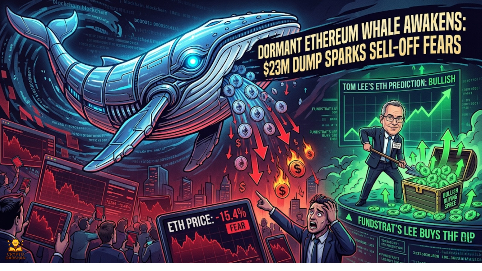 Dormant Ethereum Whale Awakens: $23M Dump Sparks Sell-Off Fears Amid Tom Lee’s Bullish Buying Spree