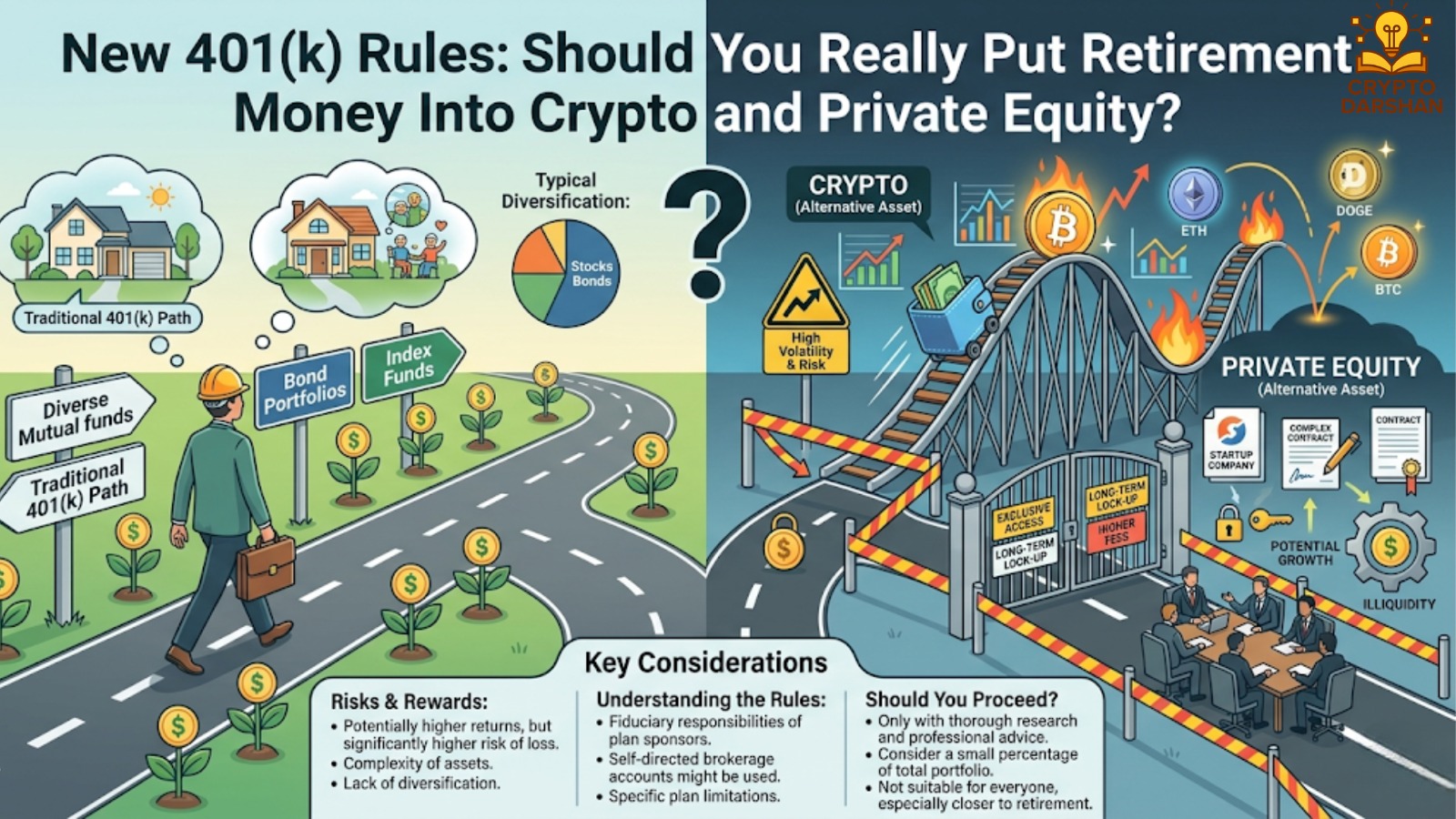 New 401(k) Rules: Should You Really Put Retirement Money Into Crypto and Private Equity?