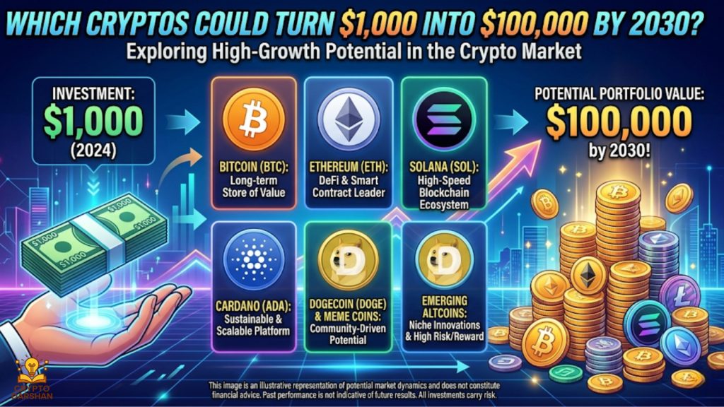Which Cryptos Could Turn $1,000 Into $100,000 by 2030?