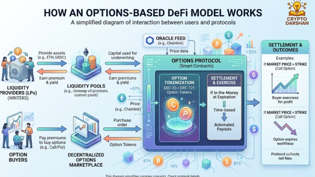 How an options-based decentralized finance (DeFi) model works