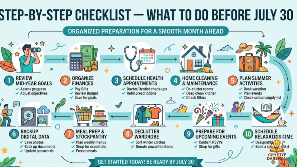 Step-by-step checklist — what to do before July 30