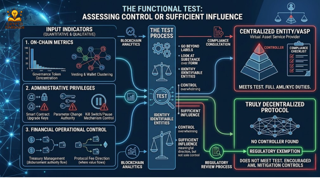 The core idea: a functional, “control or sufficient influence” test