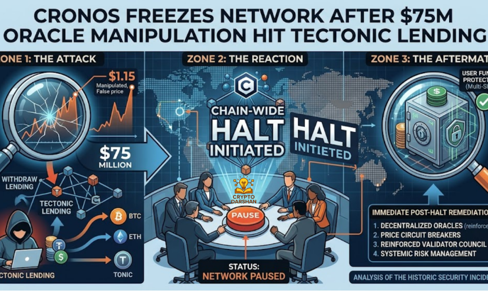 Cronos Freezes Network After $75M Oracle Manipulation Hit Tectonic Lending