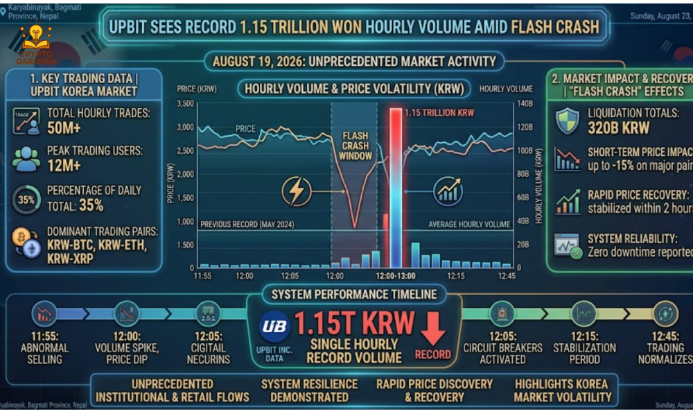 Upbit Sees Record 1.15 Trillion Won Hourly Volume Amid Flash Crash