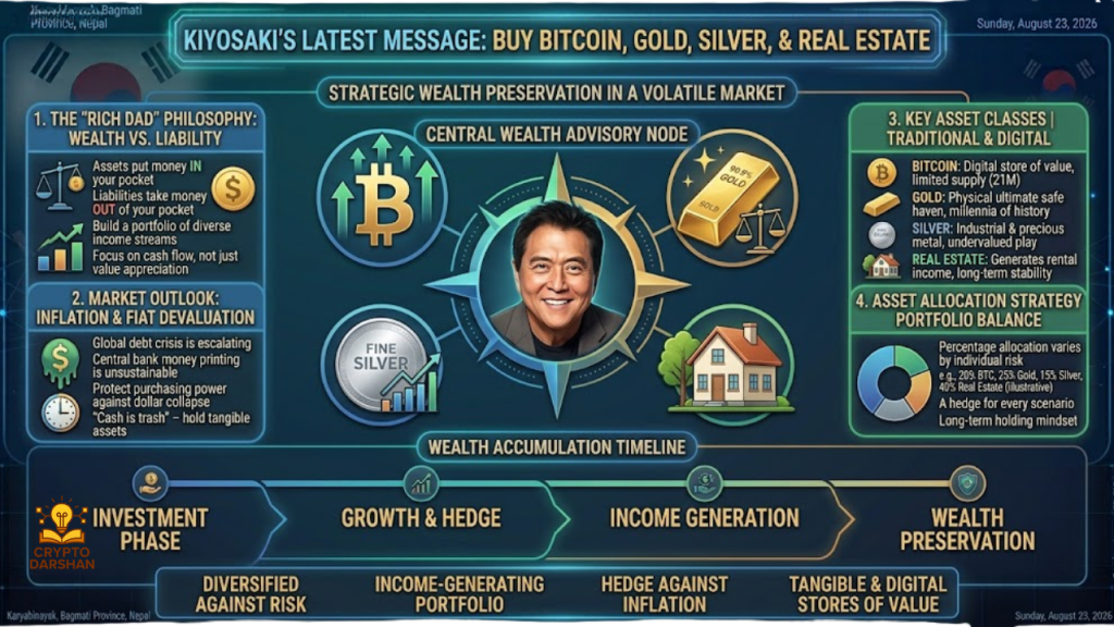 Kiyosaki’s latest message: buy Bitcoin, gold, silver, and real estate