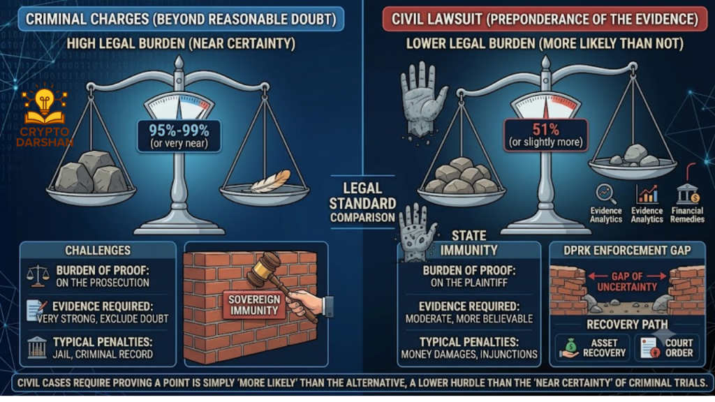 A Lower Legal Burden Than Criminal Charges