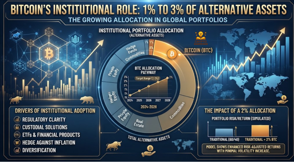 Bitcoin’s institutional role: 1% to 3% of alternative assets